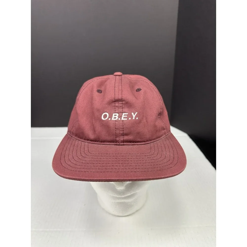 Obey Burgundy O.B.E.Y. Embroidered Logo Cap